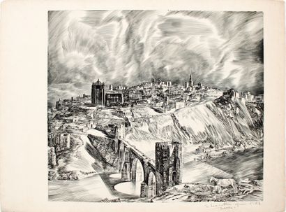 null Albert DECARIS (1901-1988)
View of Toledo
Burin engraving, signed and numbered...