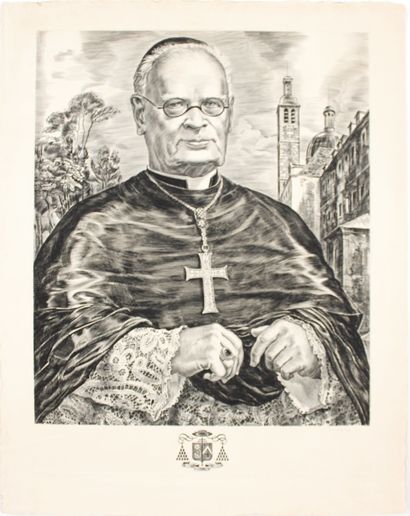 null Albert DECARIS (1901-1988)
Portrait of a Prelate
Burin engraving, signed 
65...