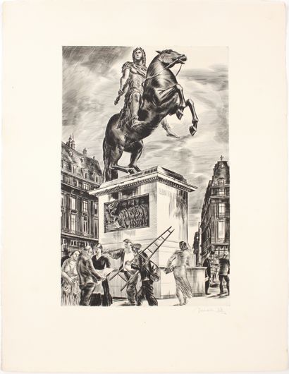 null Albert DECARIS (1901-1988)
Place des Victoires, featuring the equestrian statue...