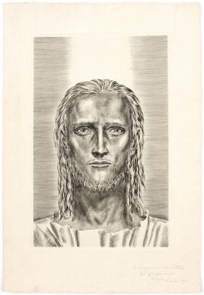 null Albert DECARIS (1901-1988)
Jesus
Burin engraving, dedicated by Léon to the CATHELIN...