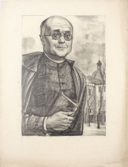 null Albert DECARIS (1901-1988)
Portrait of Monseigneur Calvet
Graphite on paper,...