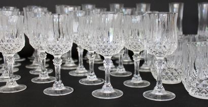 null Cut crystal glass set including eleven Champagne flutes, twelve water glasses,...