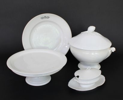 null Set of white porcelain pieces including a 19th century display stand, a dish...