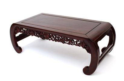 CHINA, exotic wood coffee table with curved...