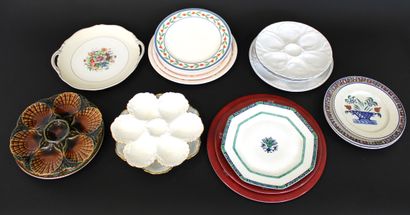 null Set of mismatched porcelain and earthenware plates including seven plates, one...