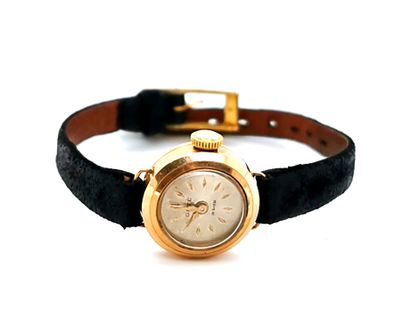 null GÉTÉ
Ladies' wristwatch, case in 18K (750 thousandths) yellow gold, leather...