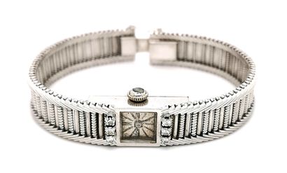 null ARIEL
Ladies' watch in 18K (750 thousandths) white gold, rectangular case with...