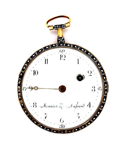 null Monnier Mufsard
Pocket watch in 18K (750 thousandths) yellow gold, chased and...