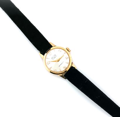 null IPOSA
Ladies' watch, case in 18K (750 thousandths) yellow gold, suede leather...