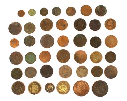null COINS AND TOKENS REVOLUTIONARY AND DIRECTOIRE PERIOD
Approximately 40 coins...