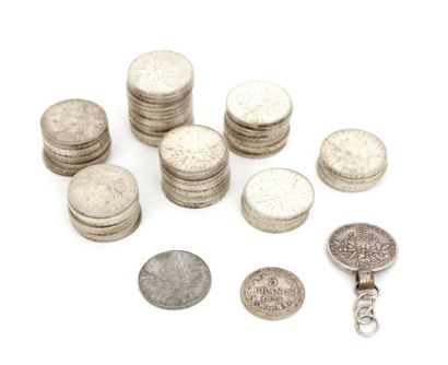 null SILVER COINS
5 francs Semeuse: 9 x 1960; 7 x 1961; 3 x 1962 (one mounted on...