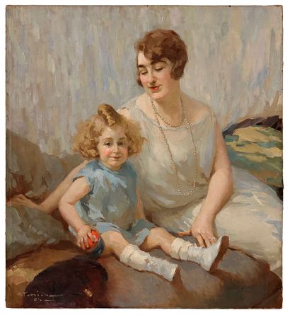  Charles ATAMIAN (1872-1947)
L'amour maternelle
Huile sur toile signée
108 x 98 ... Gazette Drouot