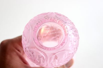 LALIQUE FRANCE 
Arabesque" soliflore vase in satin-finished and pink glossy pressed...