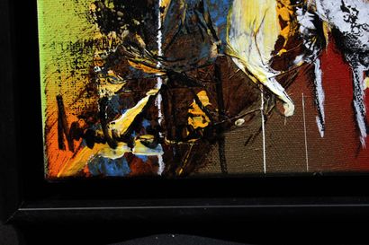 null Markus BILLARD (1962) 
The crane 
Oil and acrylic on canvas, signed. 
H_37 cm...