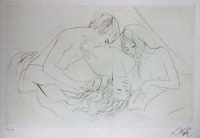 null Jean-Baptiste VALADIÉ (1933) 
Erotic Trio 
Etching on Japan signed lower right...