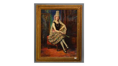 null François Joseph DAMIEN (1879-1973) 
The Spanish 
Oil on canvas signed and dated...