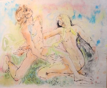 null Andrée S. DE GROOT (1908-2001) 
Untitled 
Pencil and watercolor on paper, signed...
