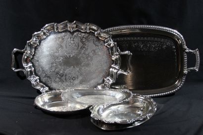 null Silver-plated serving set including 2 18" trays, 2 12" trays and a vegetable...
