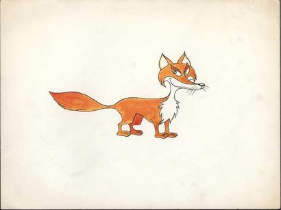JICKA "Le renard", encre et encre de couleur, 24 x 32 cm. État correct