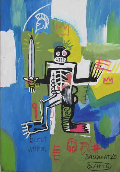 null Jean-Michel BASQUIAT (1960-1988) Technique mixte, gouache et aquarelle sur papier,...