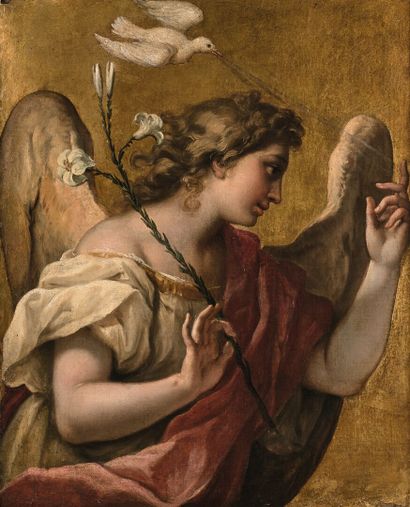  Sebastiano RICCI (Belluno 1659 - Venise 1734)
L' Ange Gabriel sur fond or
Toile
cadre... Gazette Drouot