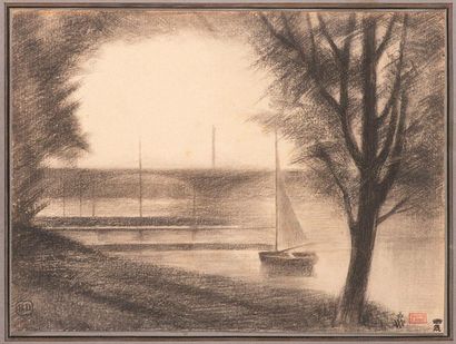 Georges Seurat (1859–1891) – attributed to L'œuvre montre le même paysage que le... Gazette Drouot