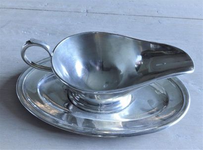 null MAISON CHRISTOFLE Sauceboat and its frame in silvery metal