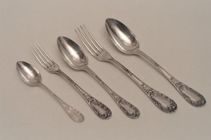 null MAISON PUIFORCAT Household silverware, Rocaille model richly decorated with...