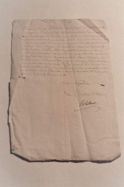 null (A) 1 document : Rare, invitation au sacre de Napoléon 1 er. Lettre manuscrite...