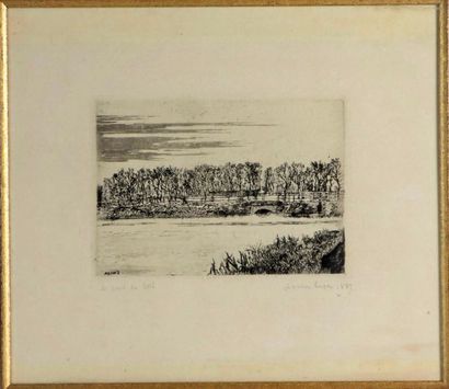 null James ENSOR (1860-1949).

The wooden bridge.

Drypoint, signed in the plate,...