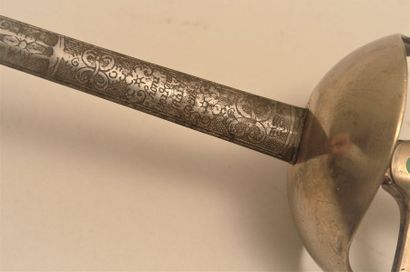 null Sword with motto of the Order of the Garter, gilded bronze Taza mount. Spherical...