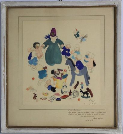 null Josette BOLAND (born in 1920).

Saint Nicolas and children.

Ink and watercolour...