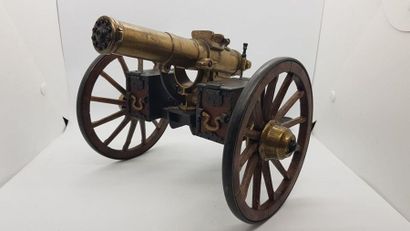 null Gatling 1883 Gatling machine gun, alloy and wood model with brass plate "Hartford,...