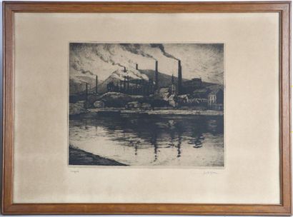 null Joseph DELFOSSE (1888-1970).

Ougrée.

Etching in black, signed lower right,...