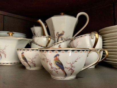 null Limoges, Theodore Haviland Porcelain coffee and dessert set with polychrome...