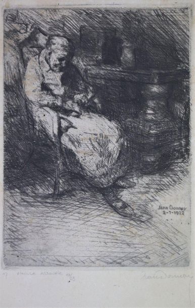 null Jean DONNAY (1897-1992).

Sleepy old man.

Etching, signed lower right, titled...