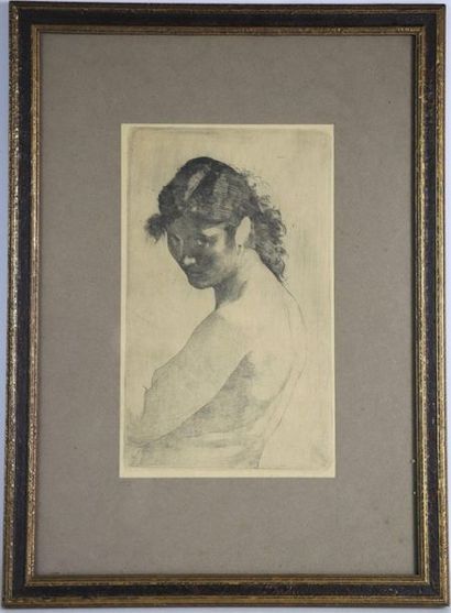 null Adrien de WITTE (1850-1935).

Woman in profile.

Etching, signed lower right.

H:...