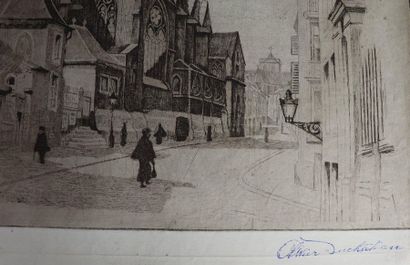 null Olivier DUCHATEAU (1876-1939).

Street scene.

Etching signed lower right.

H:...