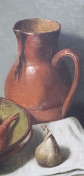 null W. VAN HOYLANDT (born 1951).

Still life, pitchers and onions. 

Oil on panel....