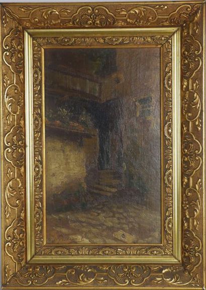 null Léon PHILIPPET (1843-1906).

Inner courtyard.

Oil on panel, signed lower left.

H:...