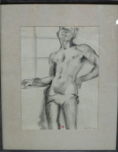 null Suzanne TOURTE (1904-1979).

Shirtless young man.

Signed lower right and stamped...