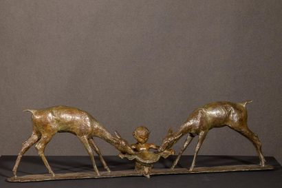 null ARY BITTER (1883-1973)
Sculpture en bronze à patine brune verte figurant un...