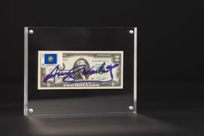 null ANDY WARHOL (USA/ 1928-1987) 
Two Dollar Bill, Jefferson (bleu) 
signature autographe...