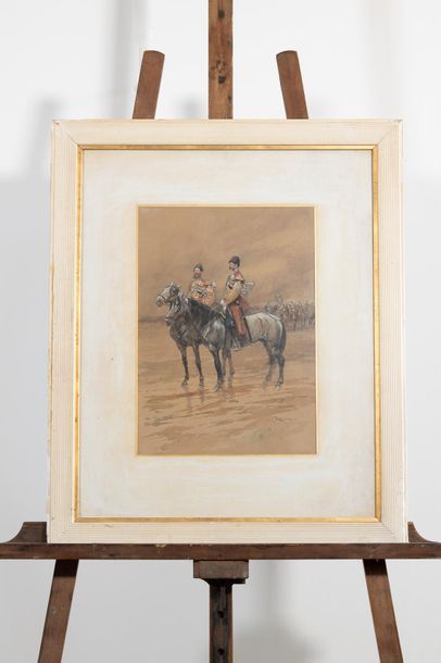 null Georges BERTIN SCOTT de PLAGNOLLES (1873- 1942)
Cosaques à cheval pendant une...