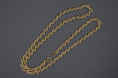 null Collier en or jaune et blanc 18K maille corde vénitienne ; longueur : 60 cm,...