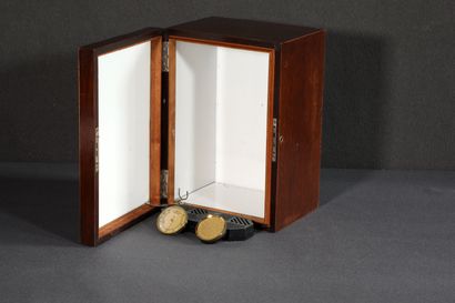 null 
Mahogany veneer cigar cabinet with opal glass interior. Modern humidifiers...