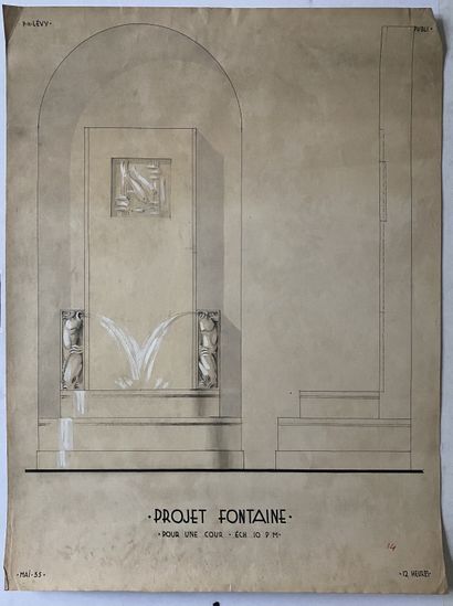 null 
PIERRE LÉVY dit DARDEL (ENG/ 1917-1991)
Project for a fountain
Gouache on chamois...