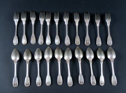  Ten silver cutlery model net, monogrammed...