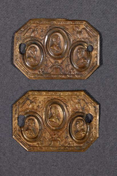  Pair of octagonal shaped flagpole plates...
