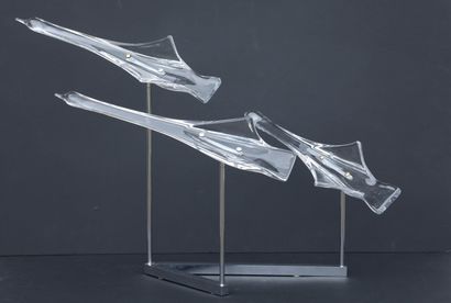 null 
DAUM FRANCE
Sculpture en cristal taillé figurant trois avions Concorde stylisés...